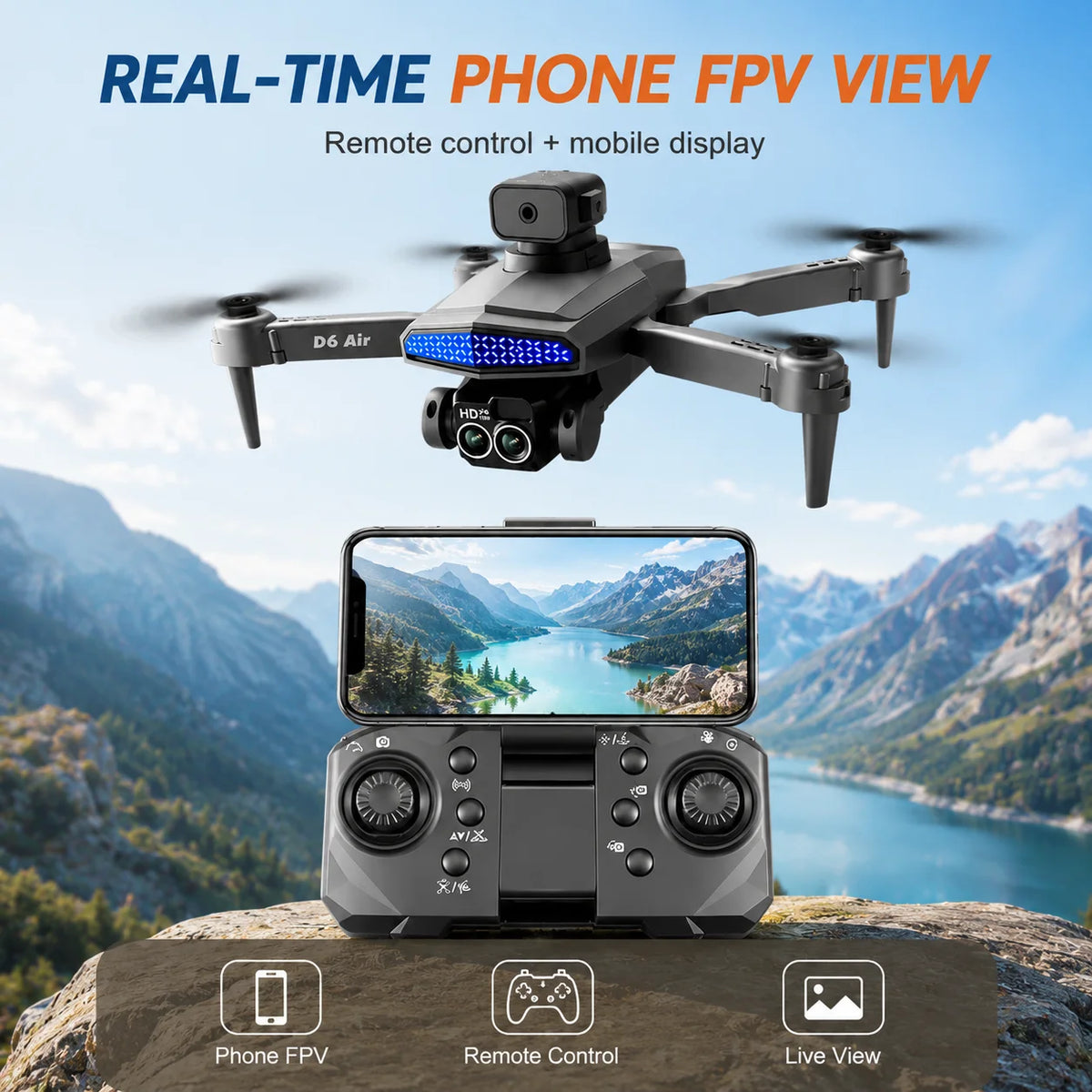 Znlyrion D6 Air Foldable RC Drone With 4K Dual Camera