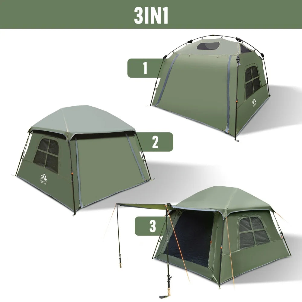 Night Cat Four Person Pop Up Camping Tent With Vestibule