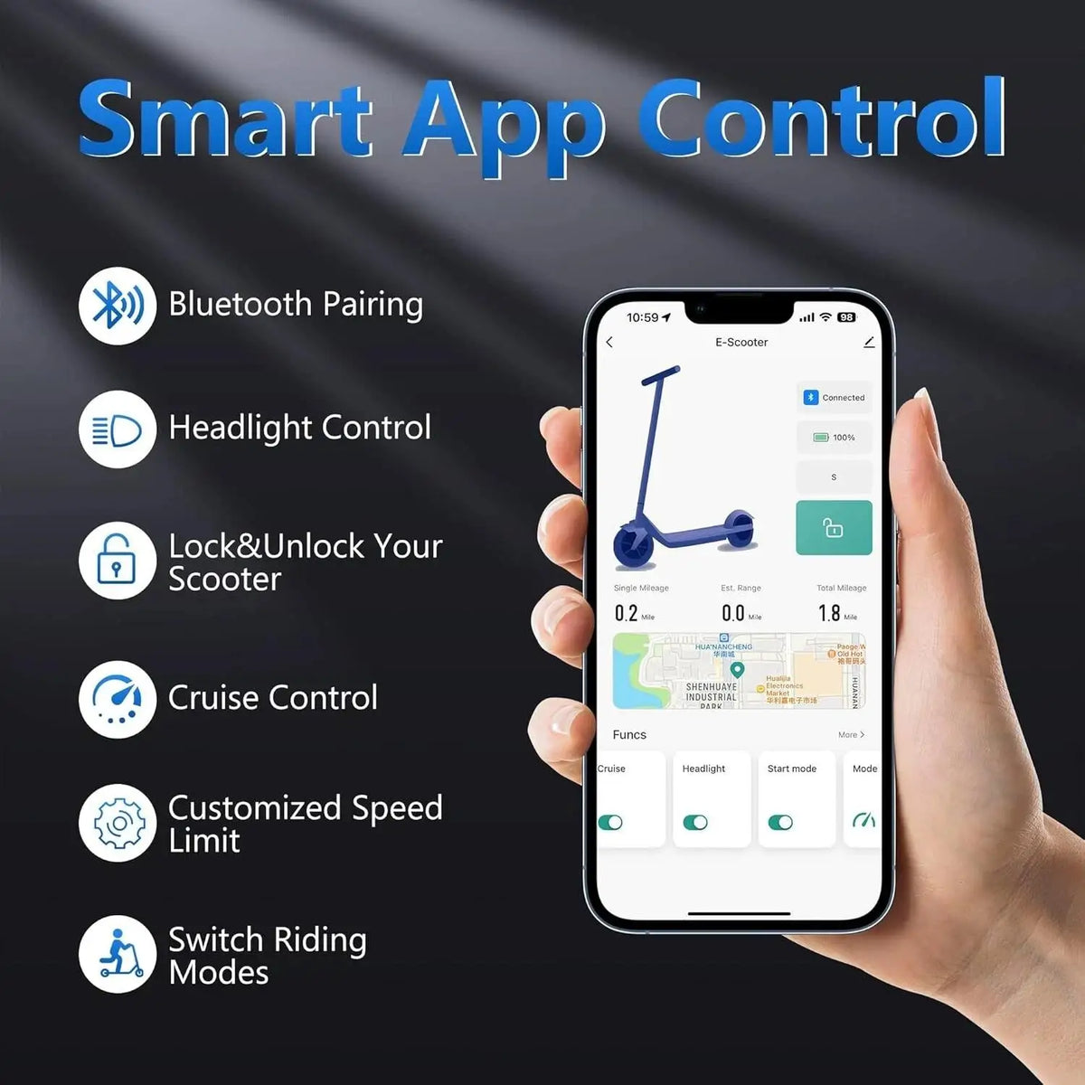 AOVOPRO ESMAX Folding Electric Scooter 500W Smart App Control