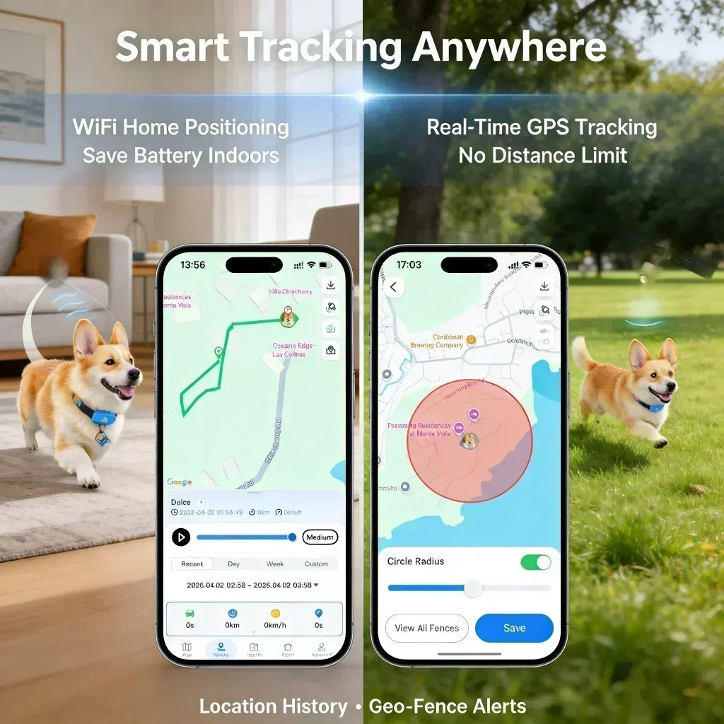 WANWAYTECH 4G GPS Pet Tracker With Live Tracking IP67 Waterproof