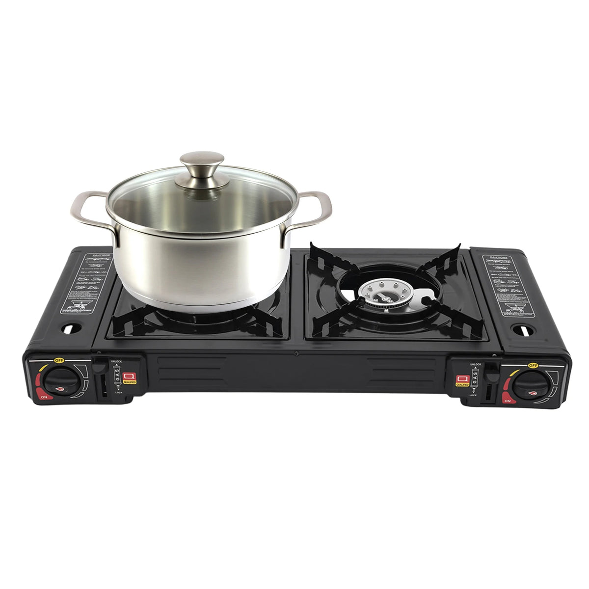 Portable Dual Burner Camp Stove With Storage Case For Outdoors