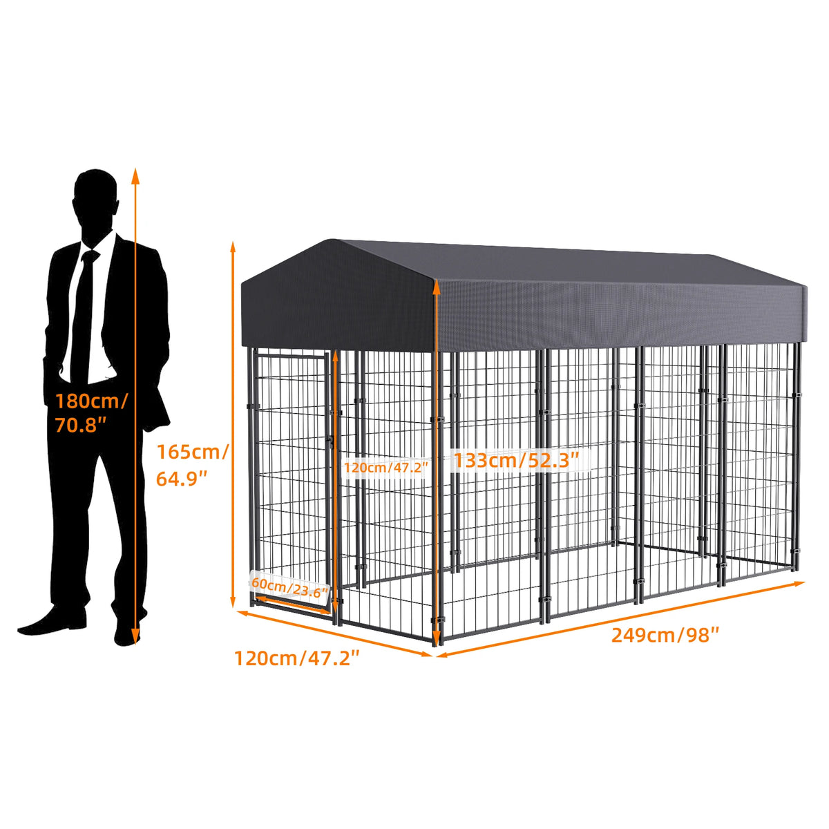 Outdoor Metal Dog Kennel With Anti Uv Waterproof Cover