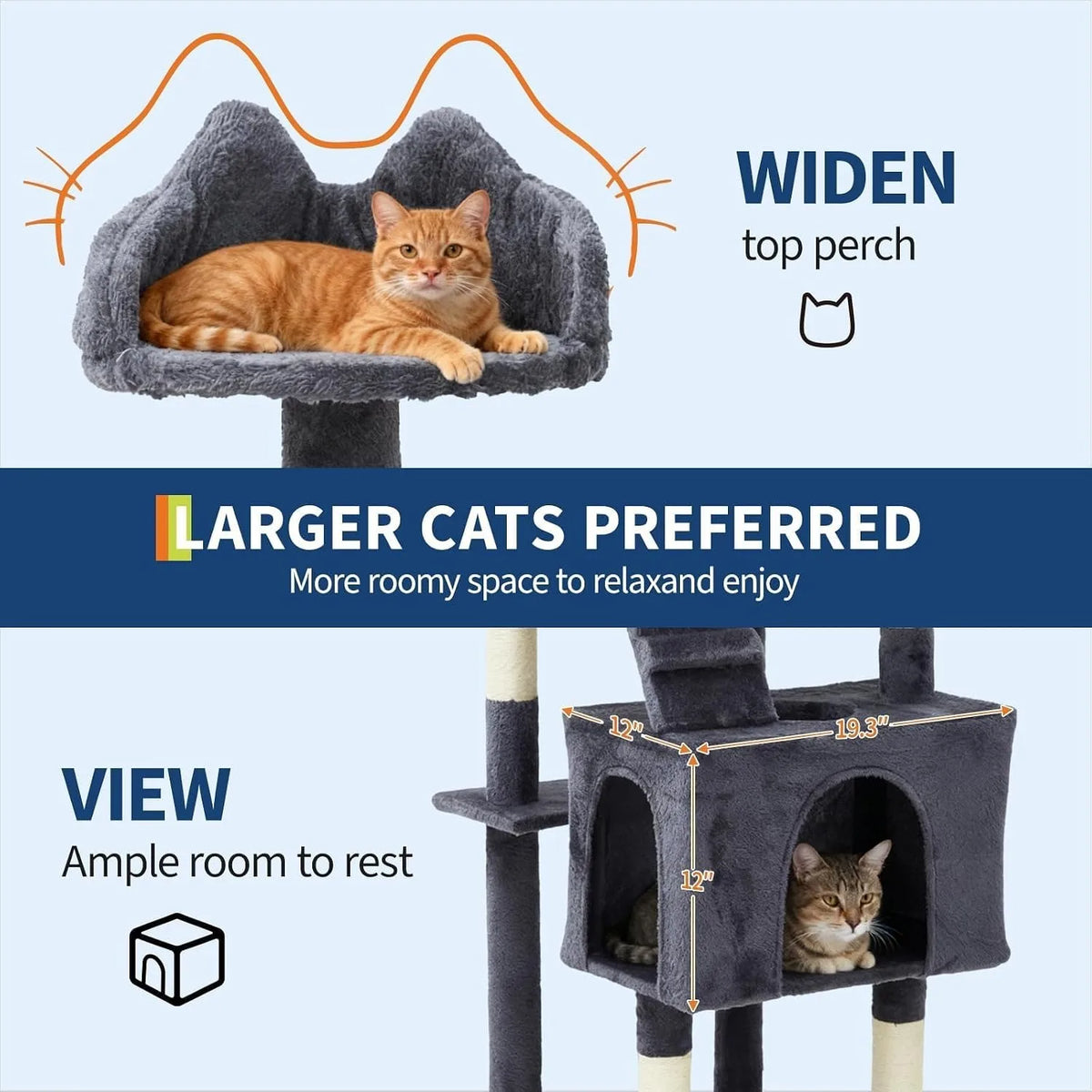 Multi-Level Cat Tree With Sisal Scratching Posts Condos Perches