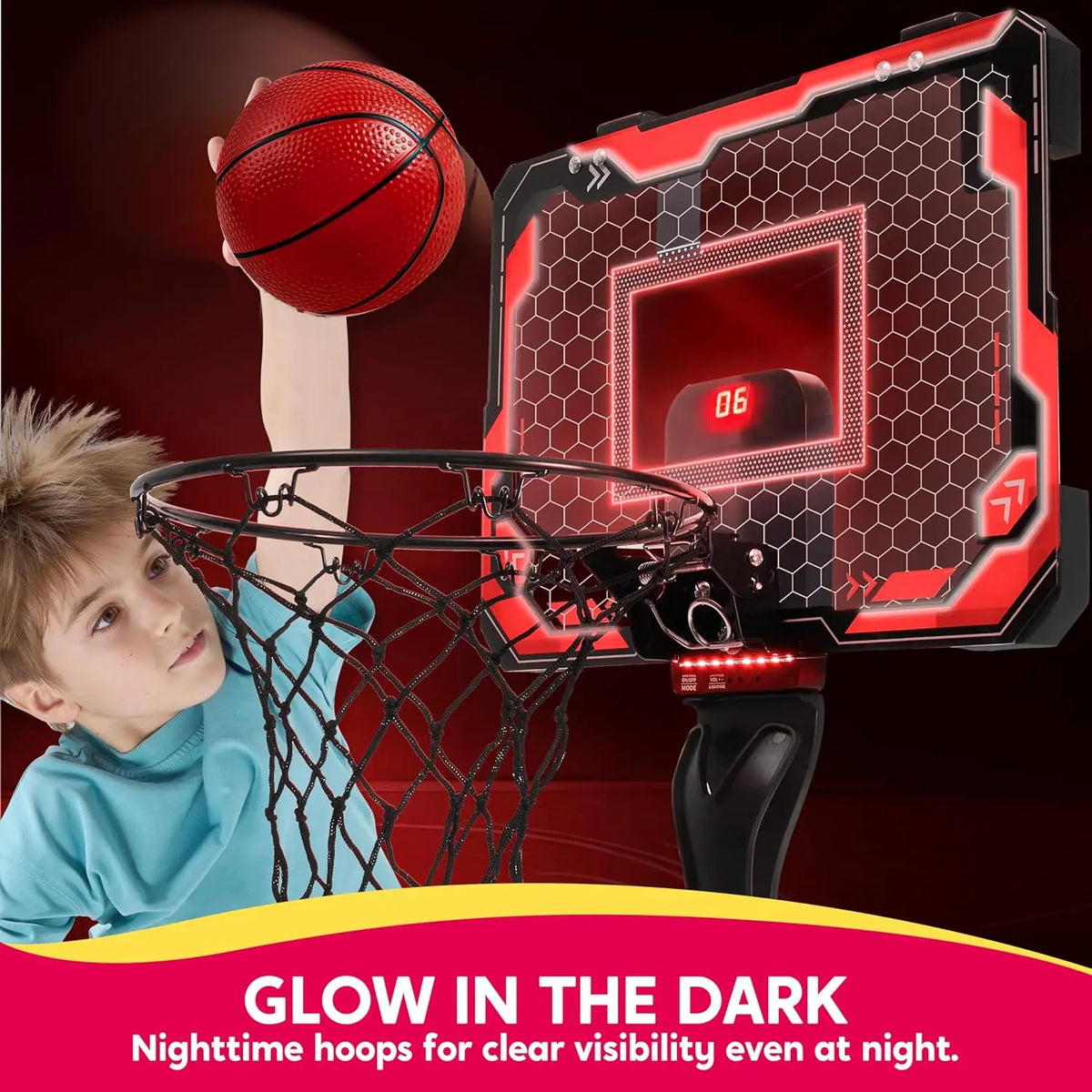 Joyfy Light Up Indoor Basketball Hoop With Scoreboard And Balls