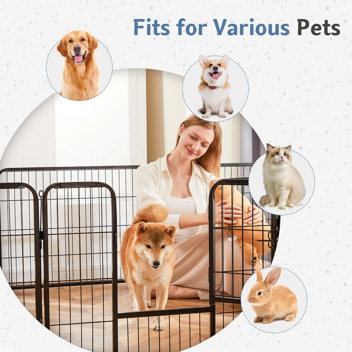 JHK Metal Foldable Dog Playpen For Indoor And Outdoor Use