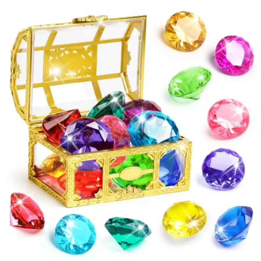 Diving Gem Pool Toys With Pirate Treasure Chest for Kids
