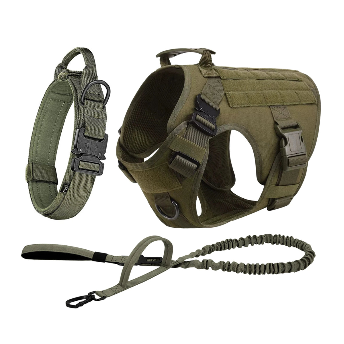 Tactical Nylon Dog Harness With Quick Release Molle Pouches For Training