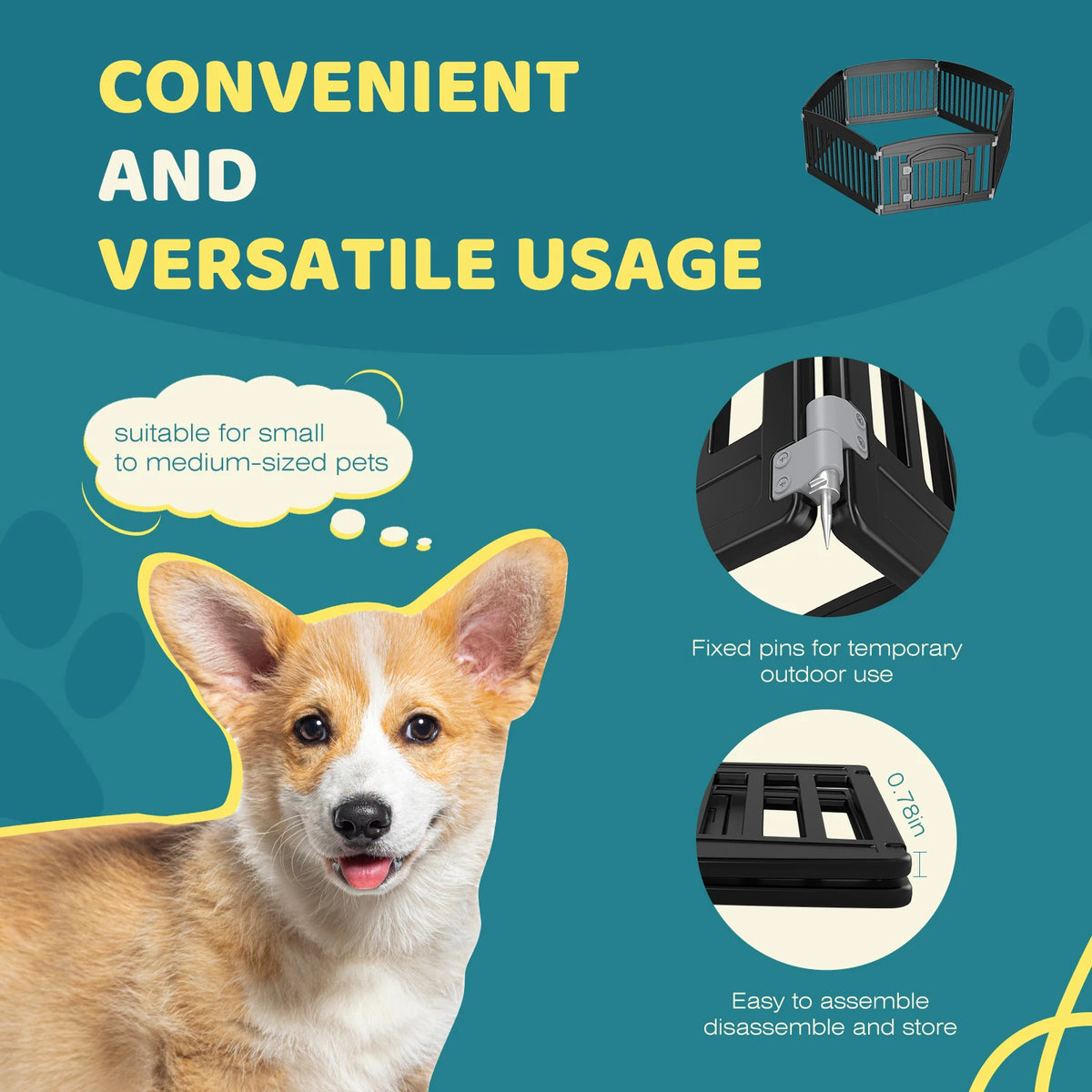 JHK Durable Plastic Dog Playpen For Indoor And Outdoor Pets