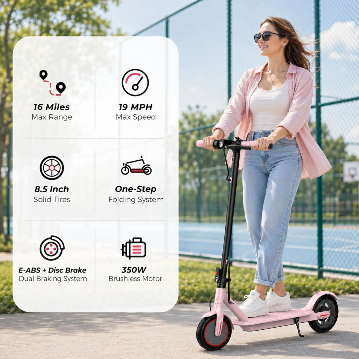 AOVOPRO Foldable Electric Scooter With 350W Motor And Long Range