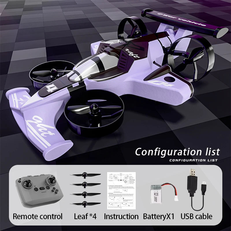 Dual Mode Remote Controlled Flying Car And Stunt Quadcopter Toy