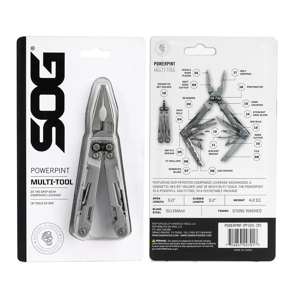 SOG PowerPint Mini 18 Tools Stainless Steel Pocket Multi Tool