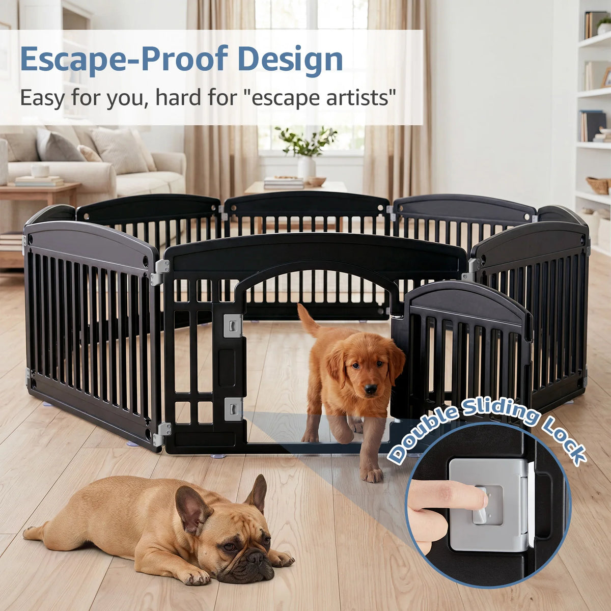 JHK Plastic Dog Playpen Expandable Foldable Portable Pet Fence