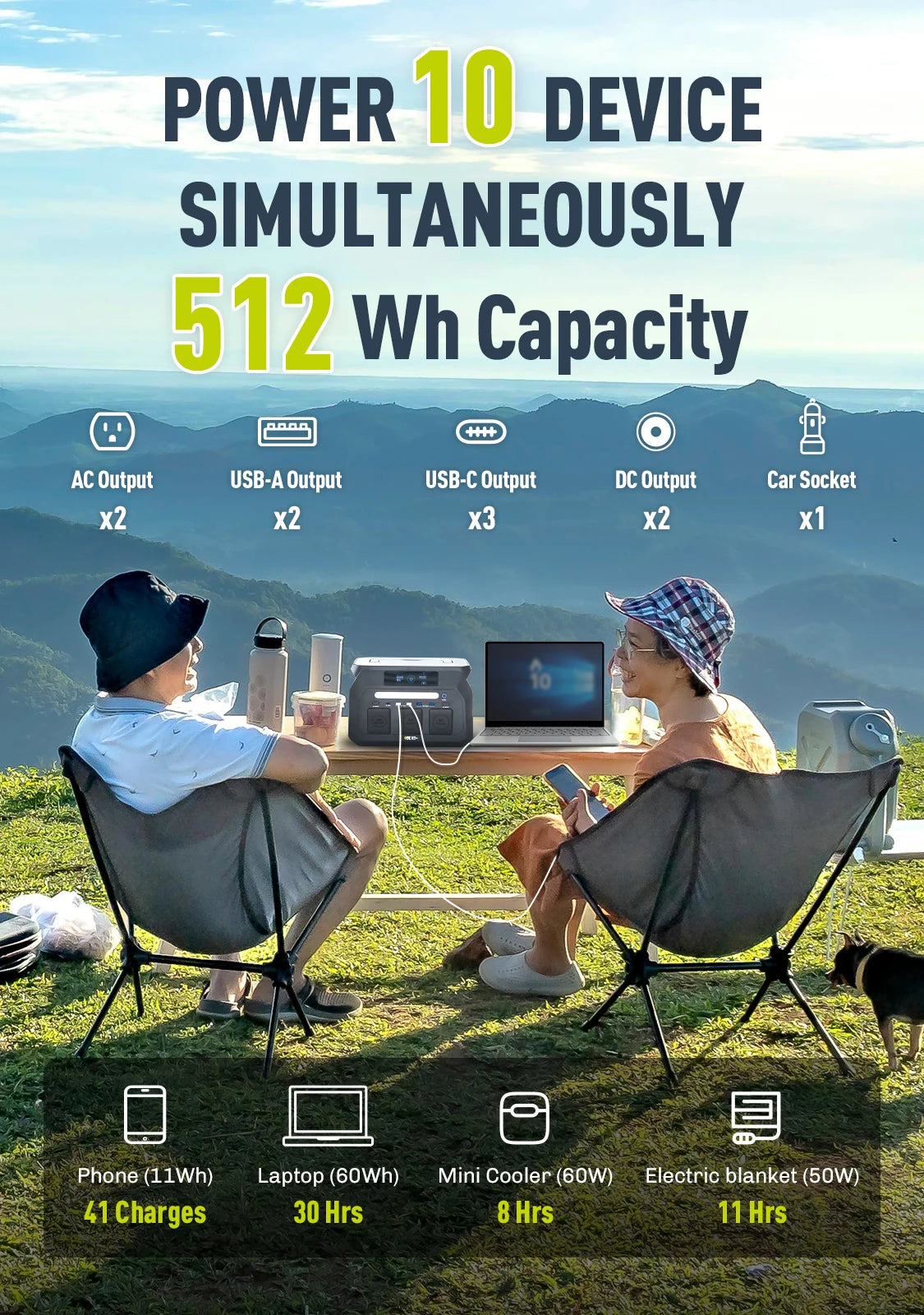 Iee 800W Portable Power Station 512Wh Lifepo4 Generator