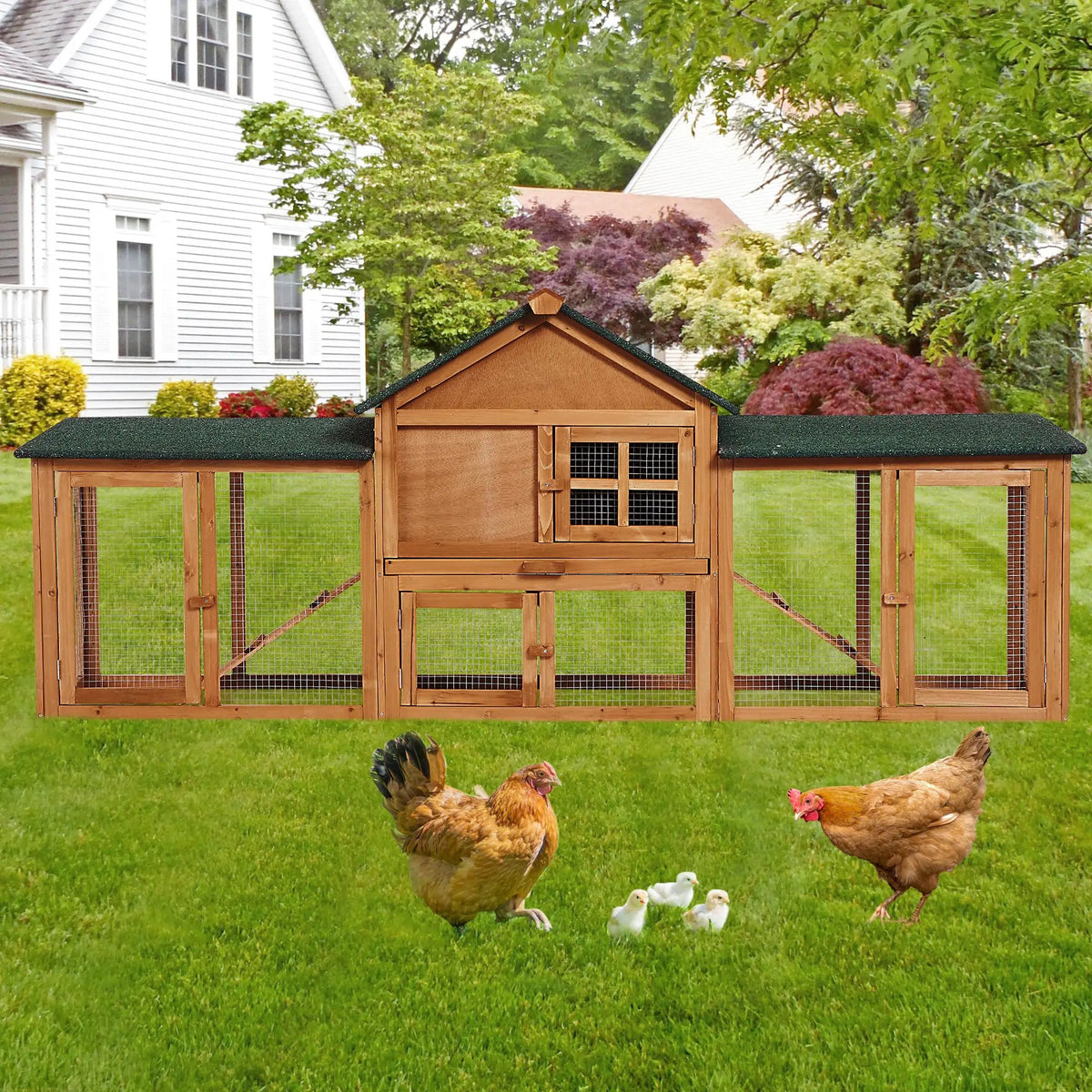 DishyKooker Two Story Wooden Outdoor Rabbit Hutch With Runs