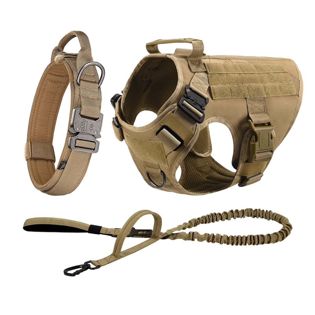 Tactical Nylon Dog Harness With Quick Release Molle Pouches For Training