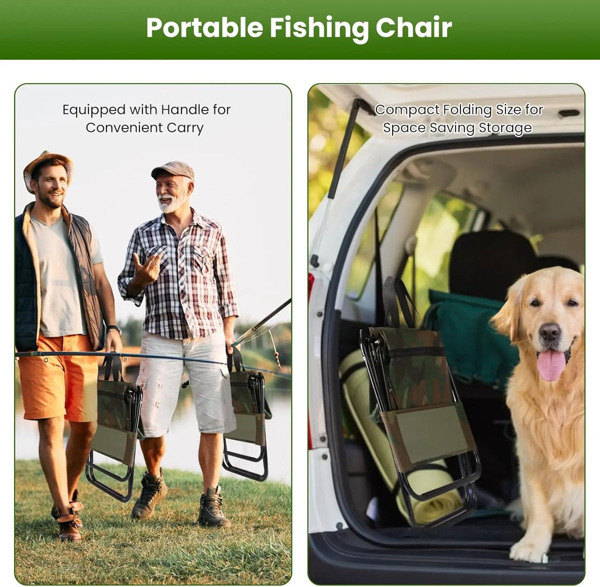 Portable Foldable Fishing Chair With Cooler Bag For Camping