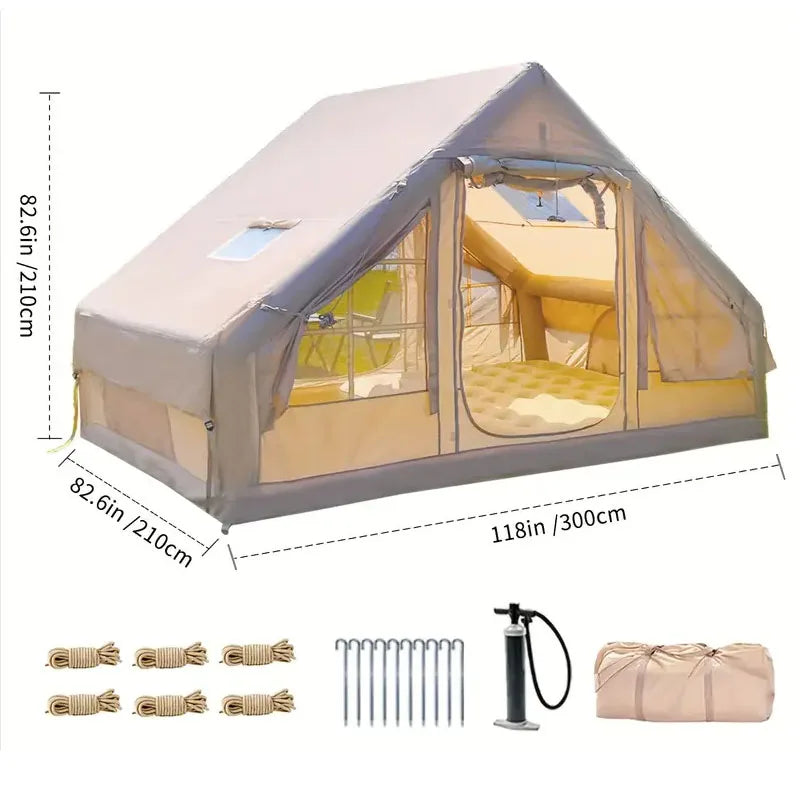 Inflatable Camping Tent With Stove Jack And Double Doors