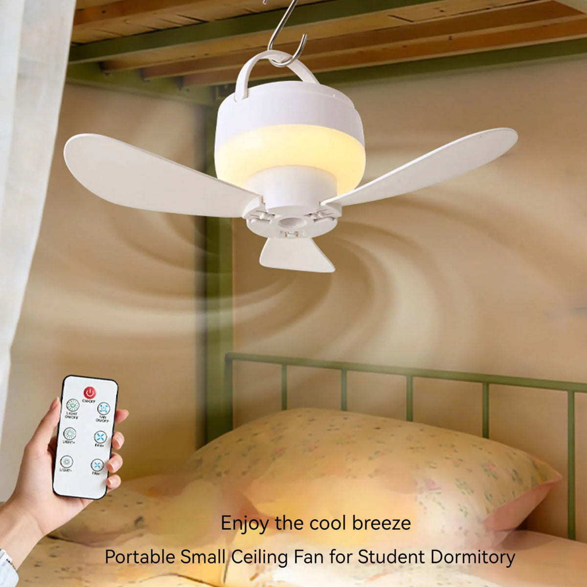 Rechargeable Portable Ceiling Fan With Led Lighting For Outdoor Use