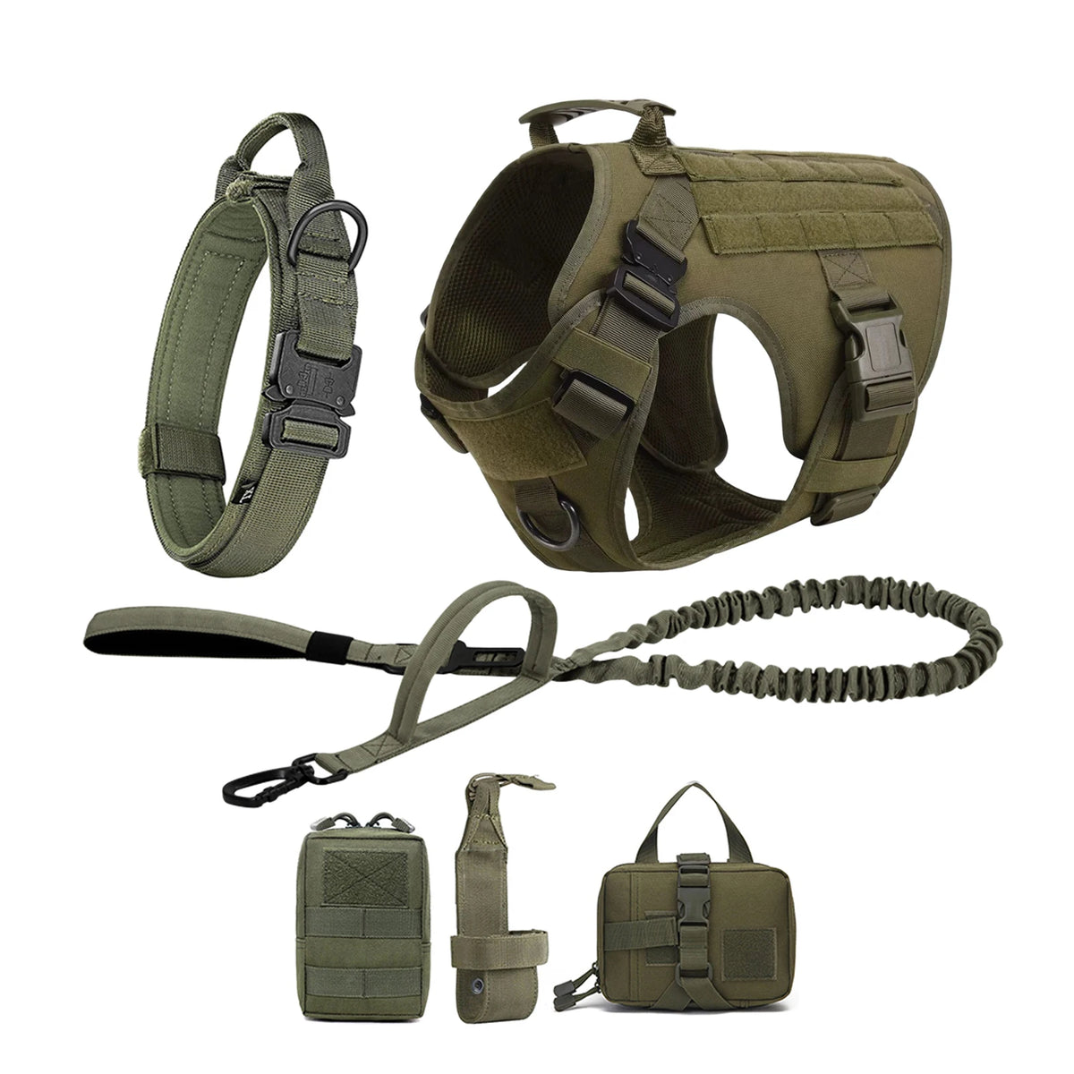 Tactical Nylon Dog Harness With Quick Release Molle Pouches For Training