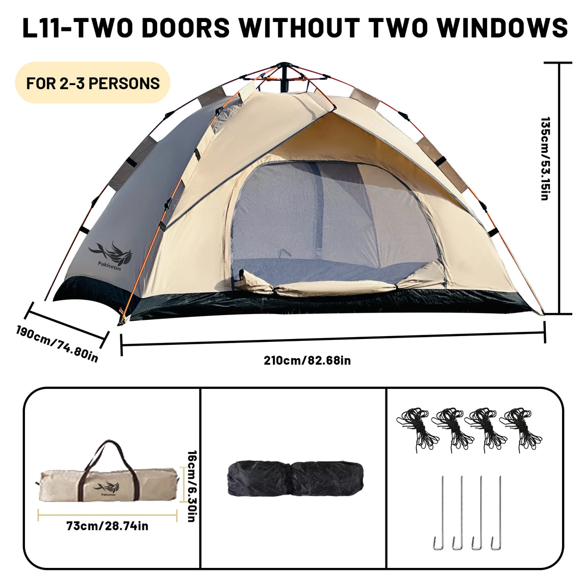Pakicetus Automatic Pop Up Camping Tent Quick Setup Portable Windproof