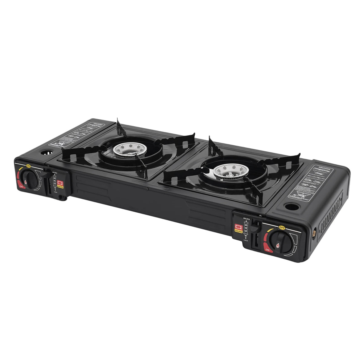 Portable Dual Burner Camp Stove With Storage Case For Outdoors