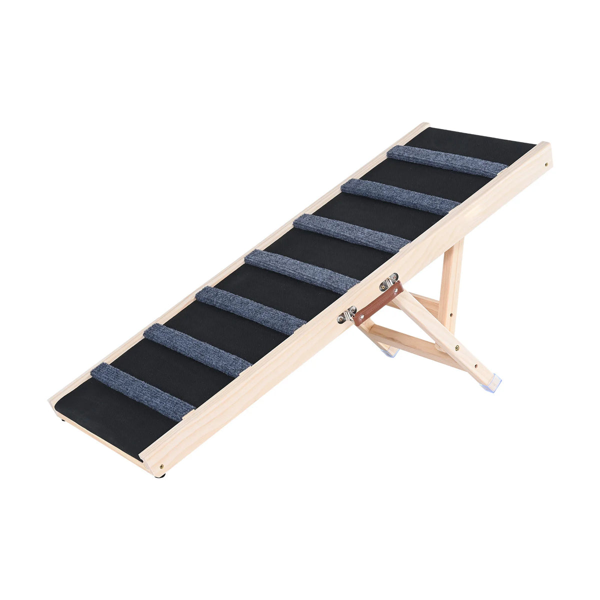 SucceBuy Folding Dog Ramp Anti Slip Adjustable Wooden Pet Steps