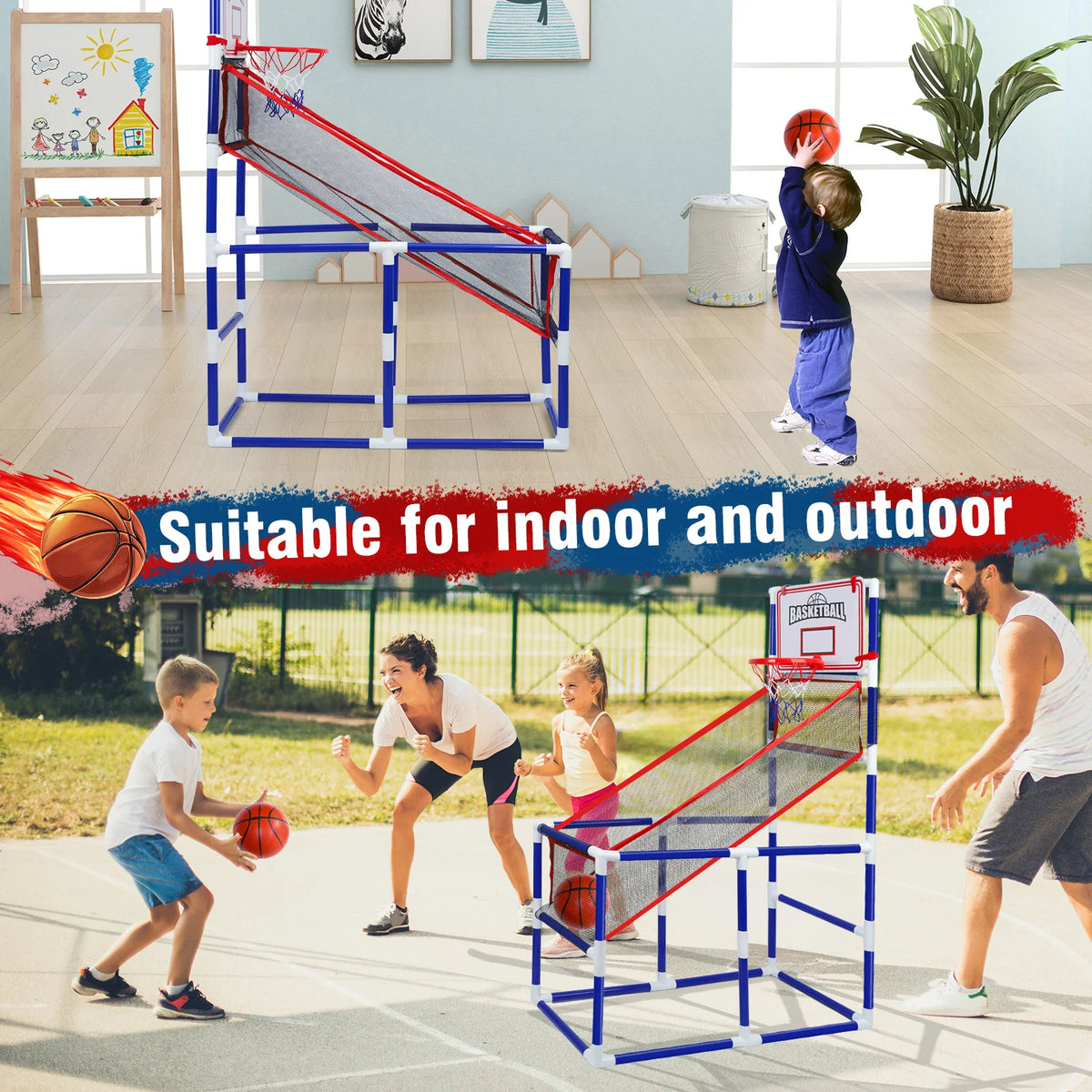 LLParty Kids Basketball Hoop Set With Ball And Air Pump
