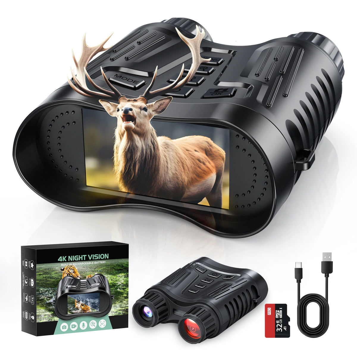 DIYIMIN Night Vision Binoculars Featuring Digital Zoom And IR Illuminator