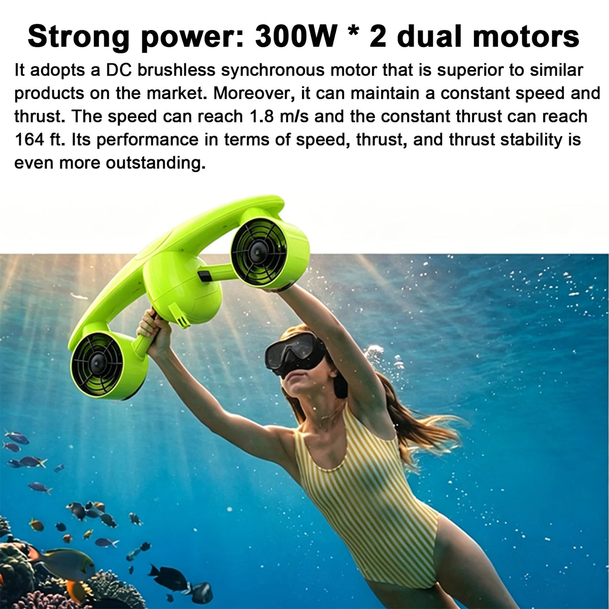 Portable Dual Motor Underwater Scooter for Snorkeling and Diving