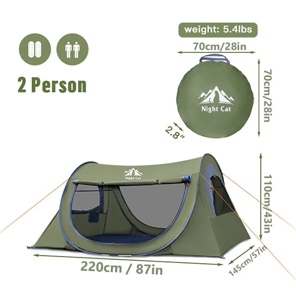 Night Cat Automatic Pop Up Tent With Durable Mosquito Netting