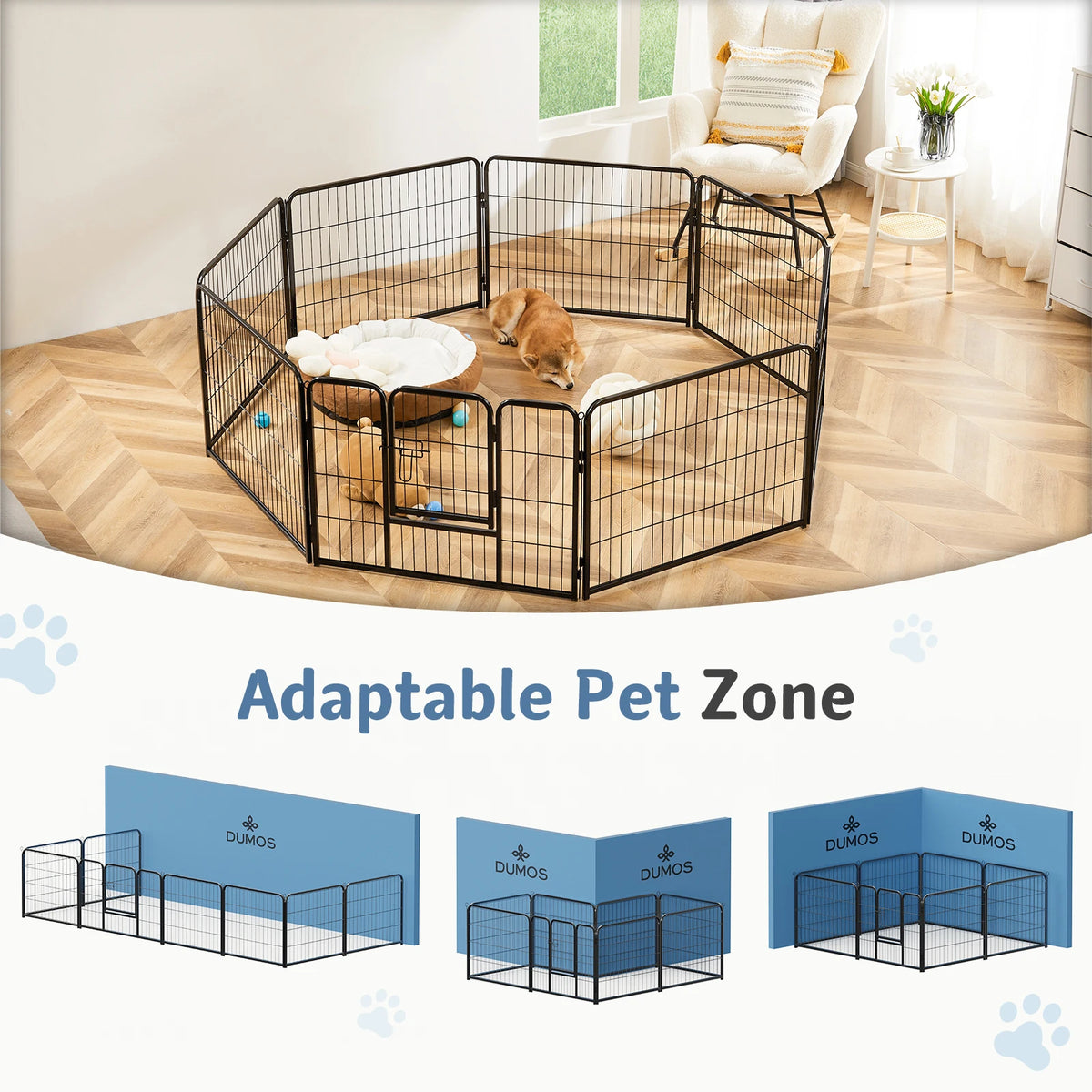 JHK Metal Foldable Dog Playpen For Indoor And Outdoor Use