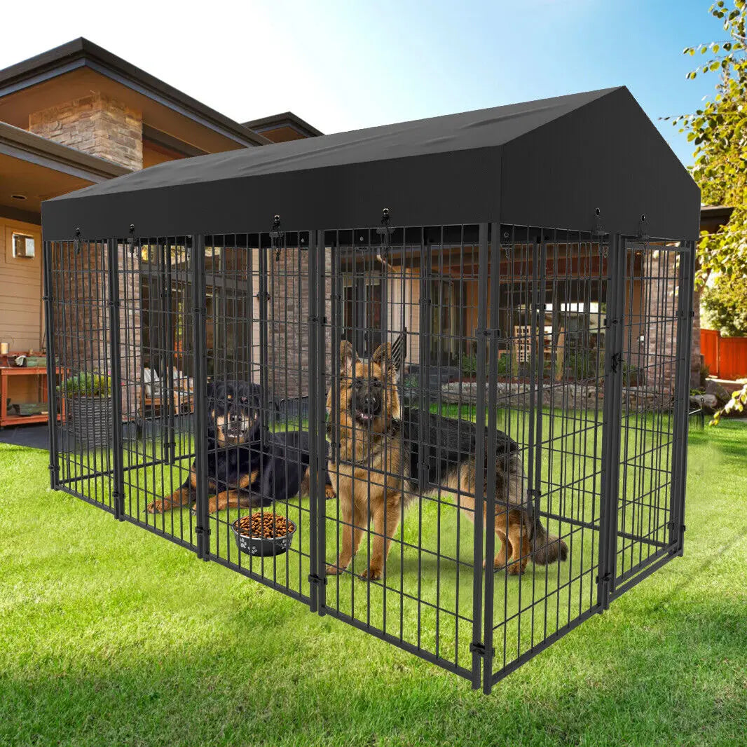 Durable Iron Dog Cage Outdoor Pet Run Enclosure With Roof