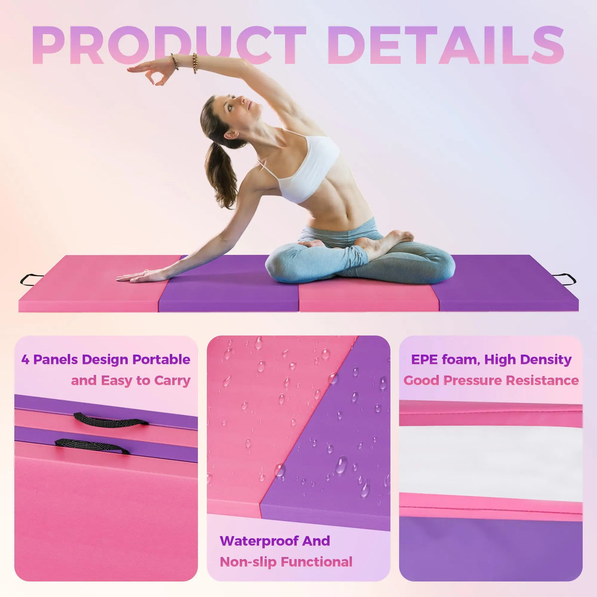 HiMISS Folding Gymnastics Mat for Tumbling Yoga Pilates and Fitness