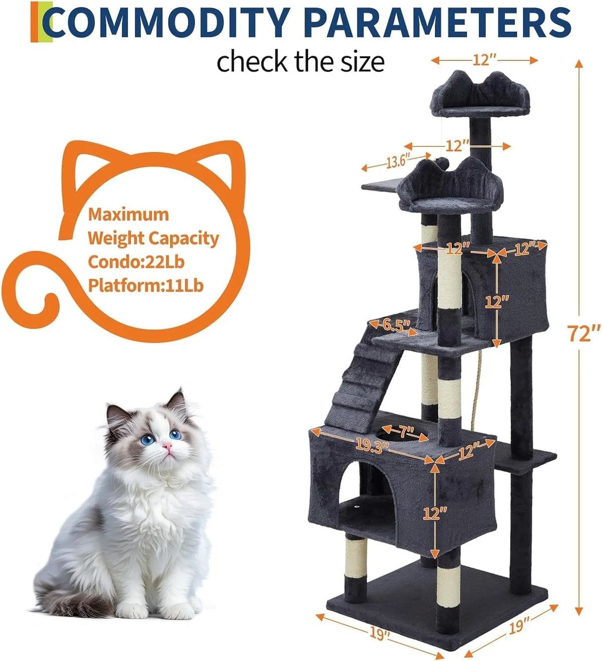 Multi-Level Cat Tree With Sisal Scratching Posts Condos Perches