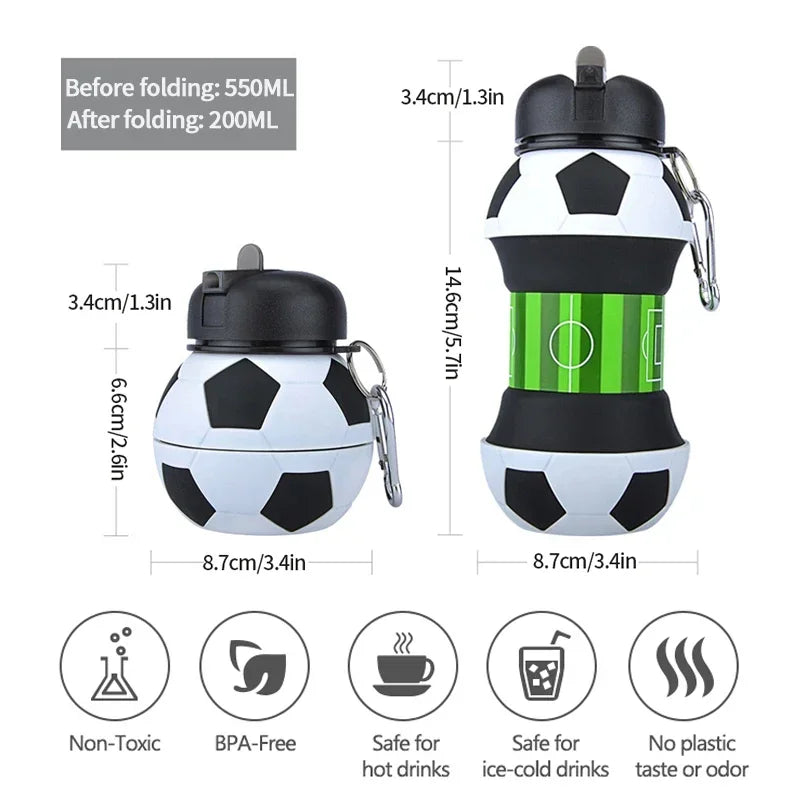 Kids Foldable Sports Water Bottle Leakproof Portable Backpack Cup