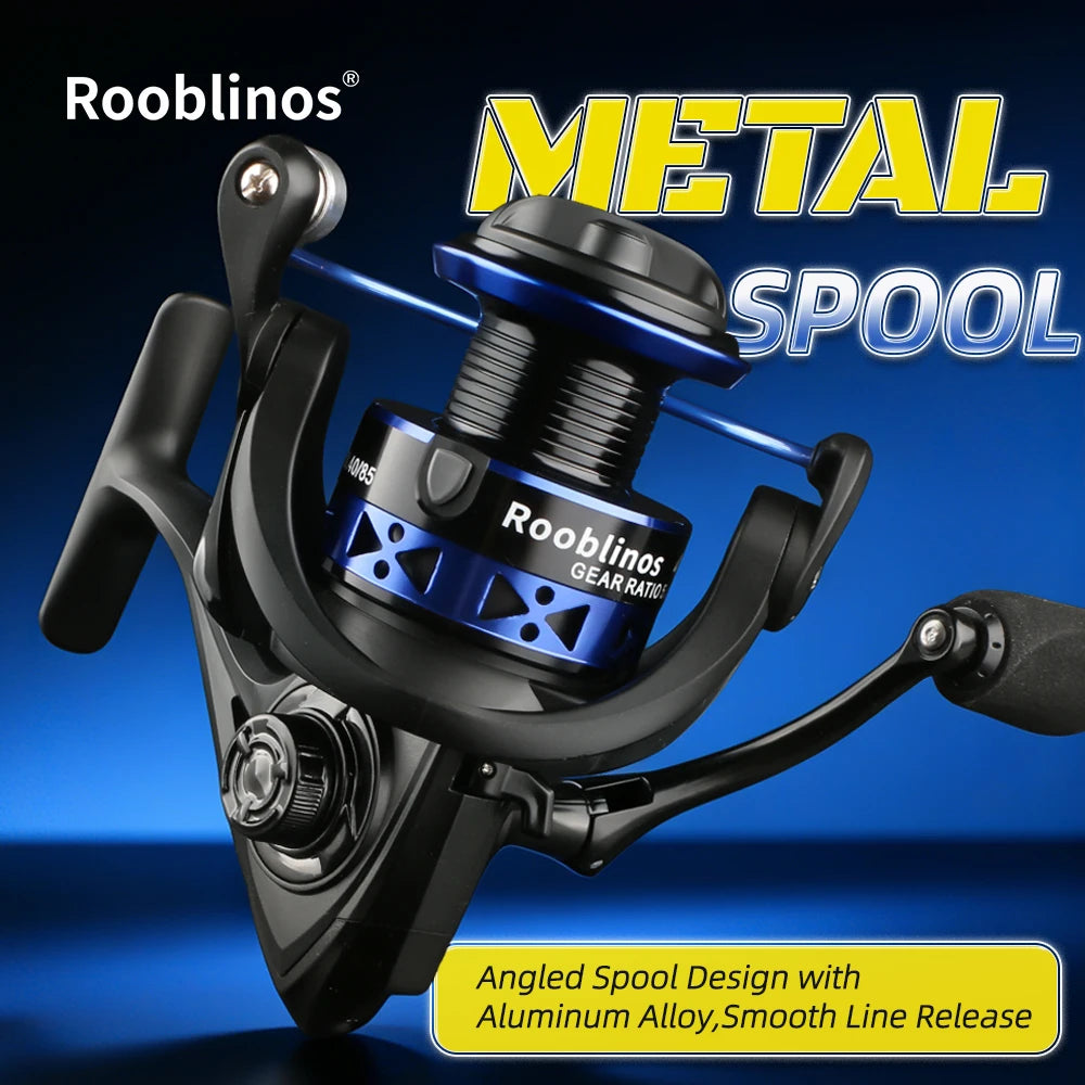 Rooblinos Saltwater Spinning Reel With Metal Spool And 12BB