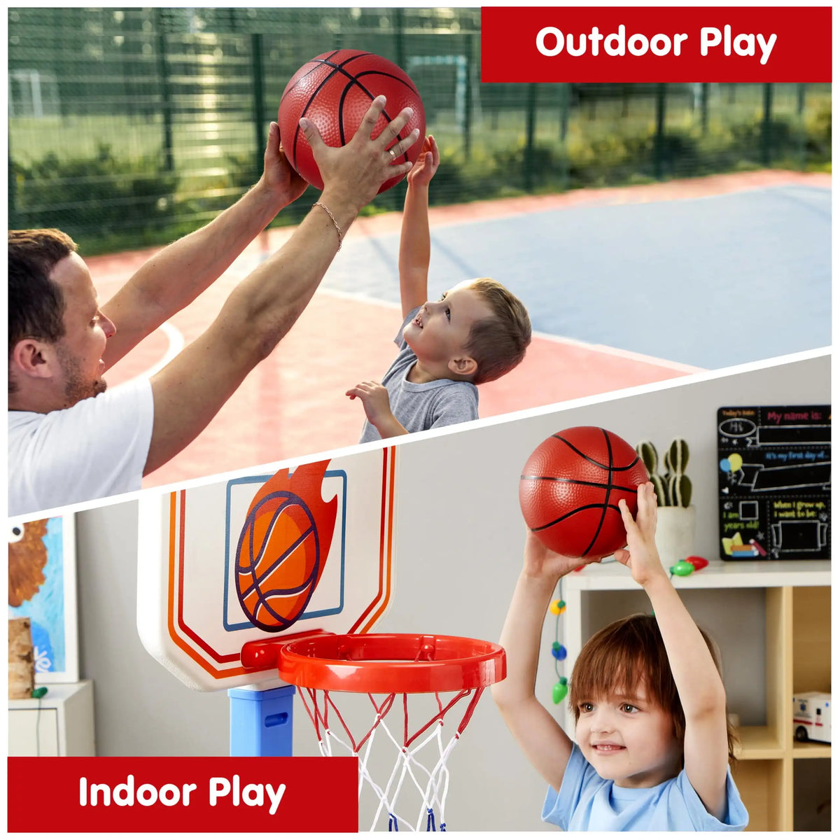 Joyfy Adjustable Indoor Basketball Hoop Game Set for Kids
