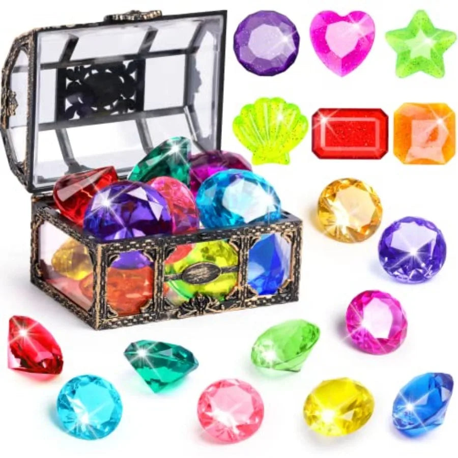 Diving Gem Pool Toys With Pirate Treasure Chest for Kids