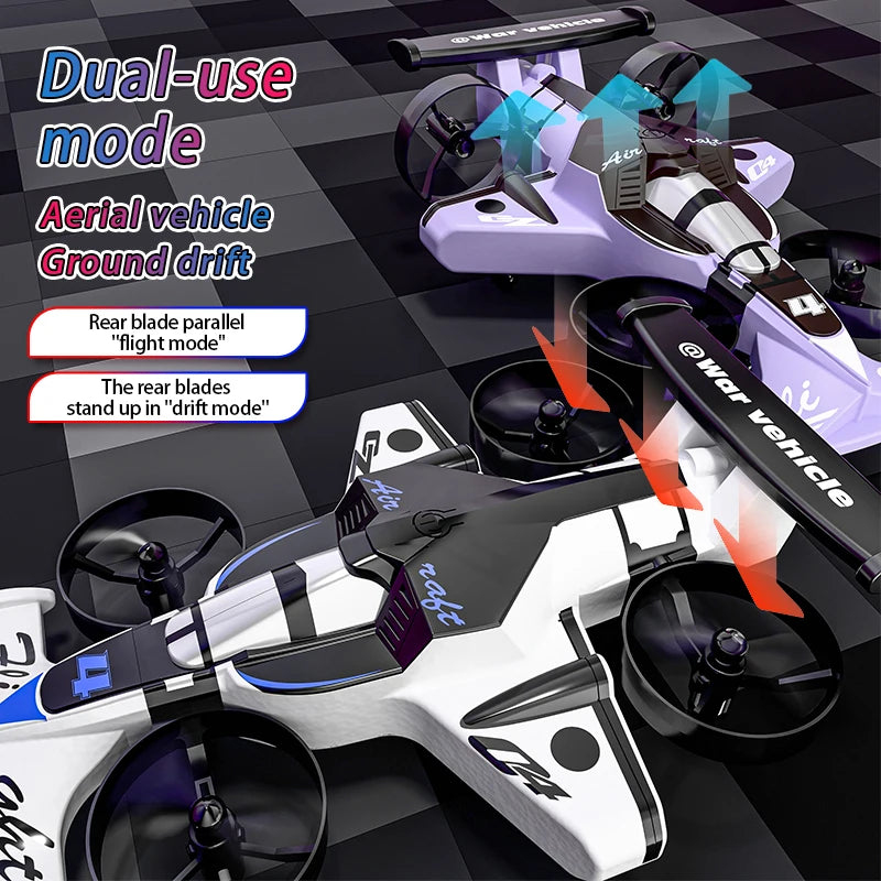 Dual Mode Remote Controlled Flying Car And Stunt Quadcopter Toy