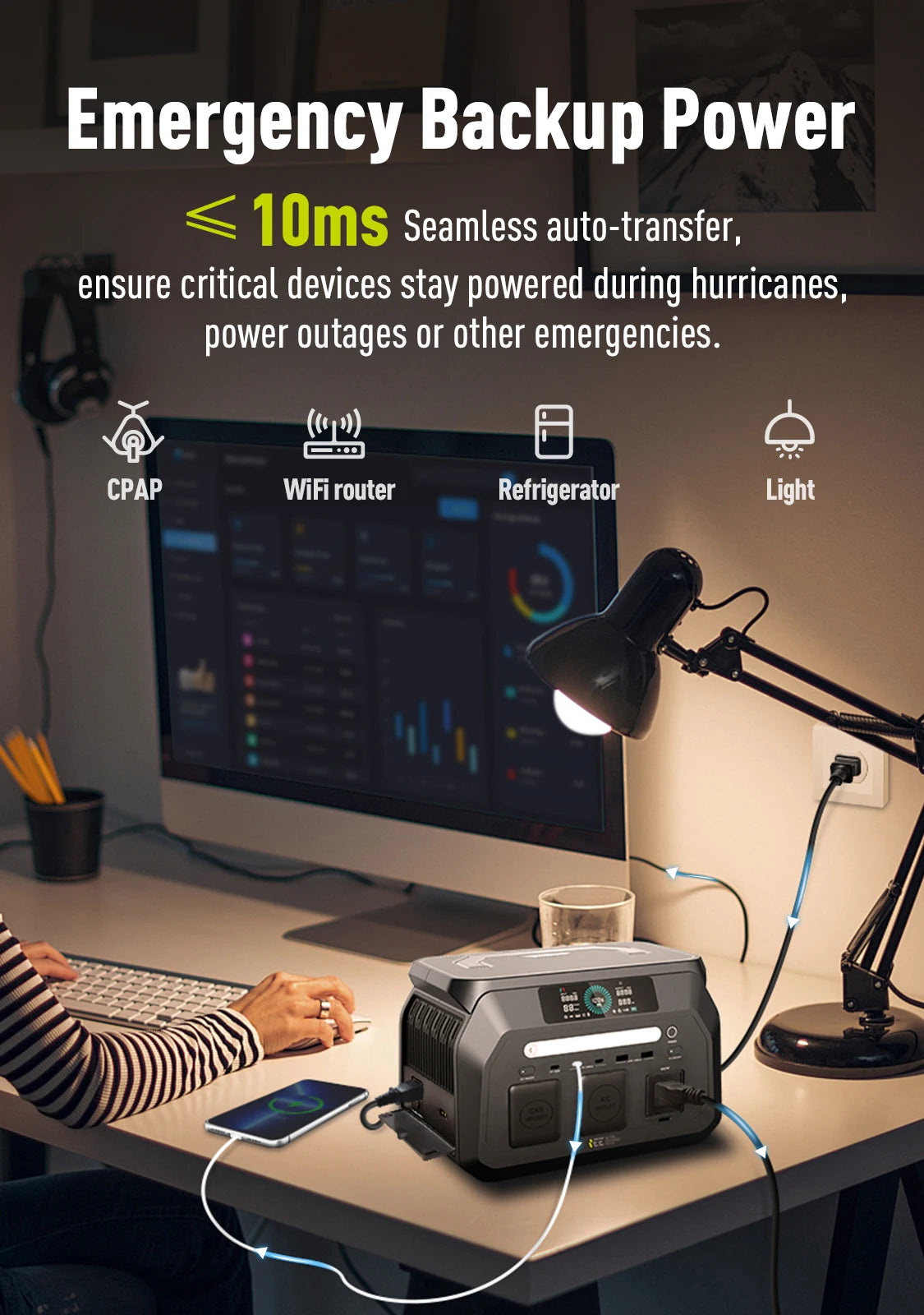 Iee 800W Portable Power Station 512Wh Lifepo4 Generator