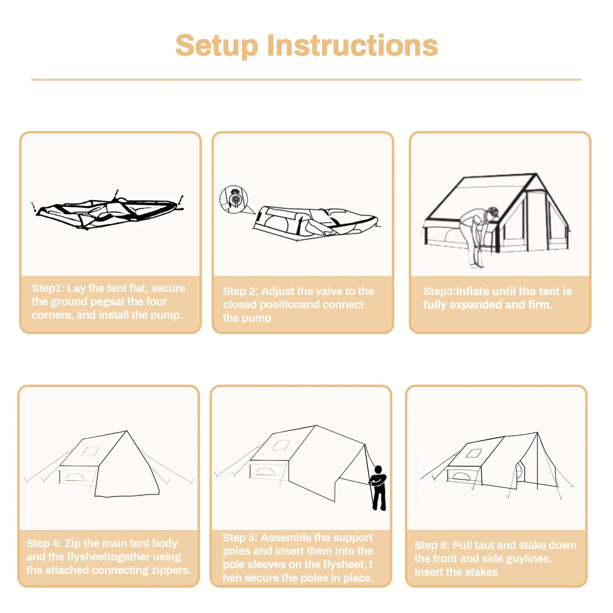 Pakicetus Inflatable Camping Tent With Extended Sun Canopy Design