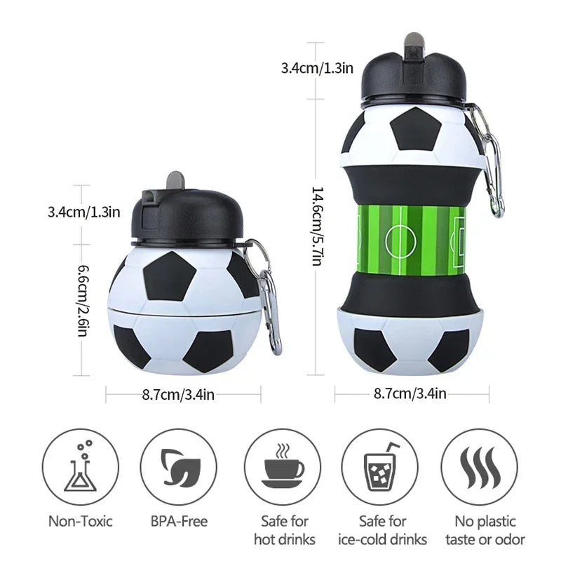 Kids Foldable Sports Water Bottle Leakproof Portable Backpack Cup