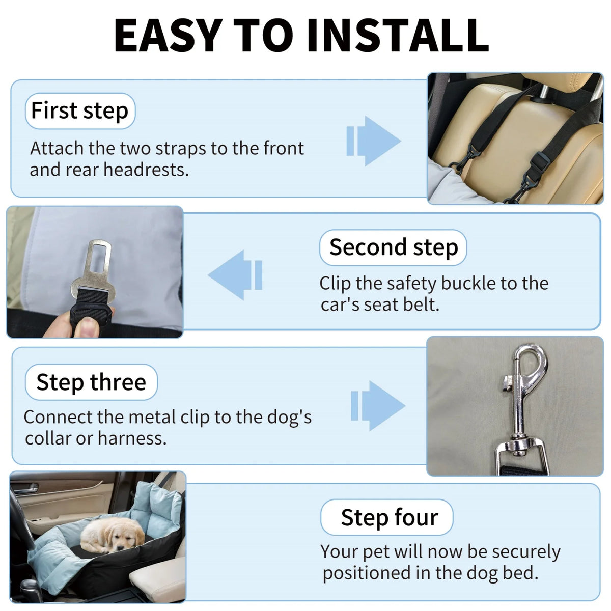 Bingopaw Dog Car Seat Pet Booster Seat With Safety Belt