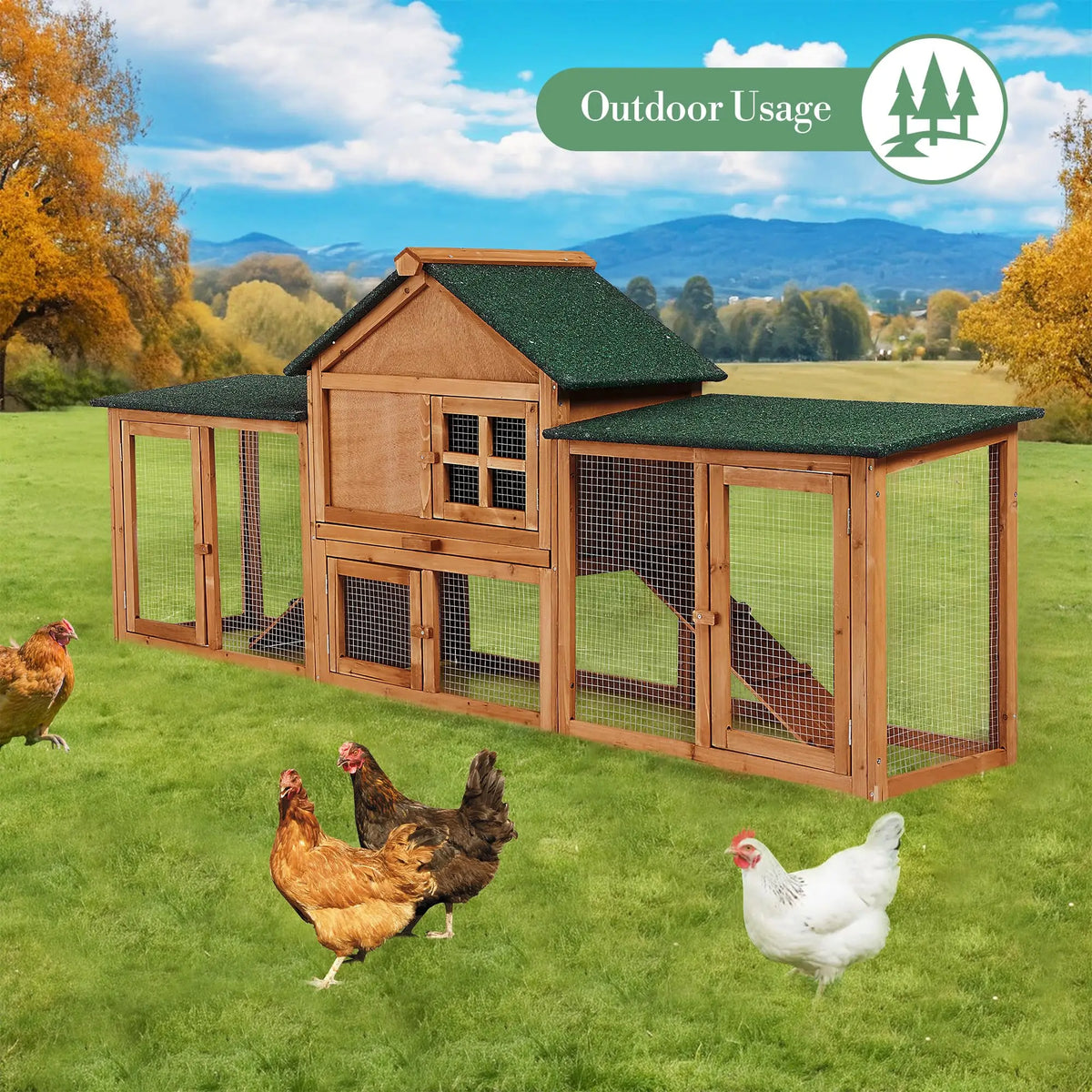 DishyKooker Two Story Wooden Outdoor Rabbit Hutch With Runs