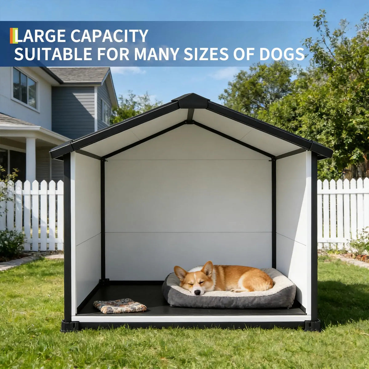 Outdoor Dog House Waterproof Insulated Kennel With Elevated Floor