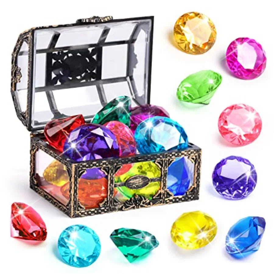 Diving Gem Pool Toys With Pirate Treasure Chest for Kids