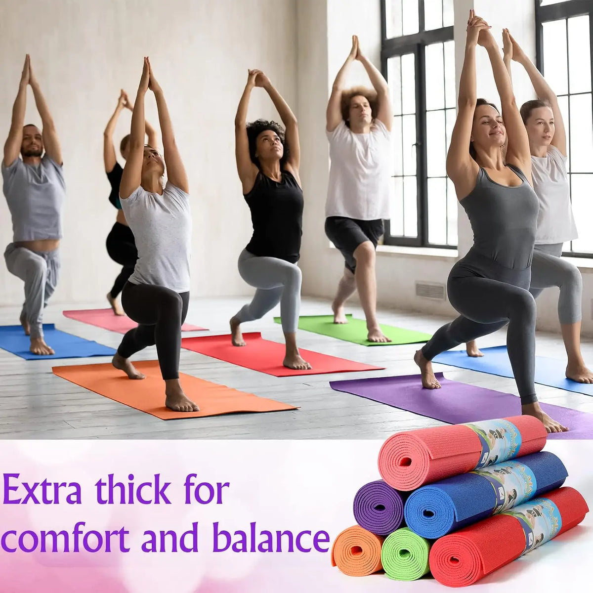 Non Slip Yoga Exercise Mats for Home and Gym Workouts