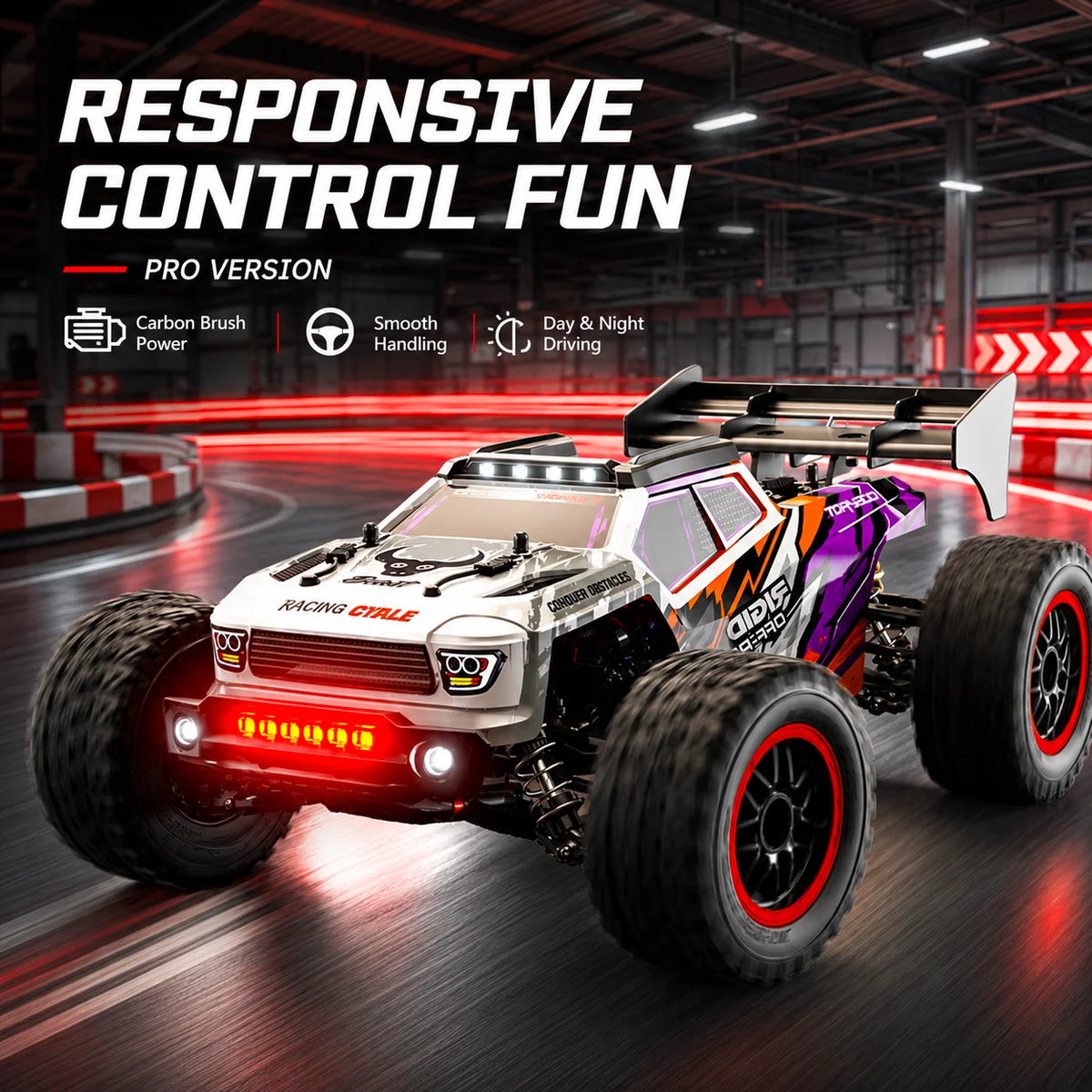 ZNLYRION Brushless RC Truck With Metal Gears And LED Lights