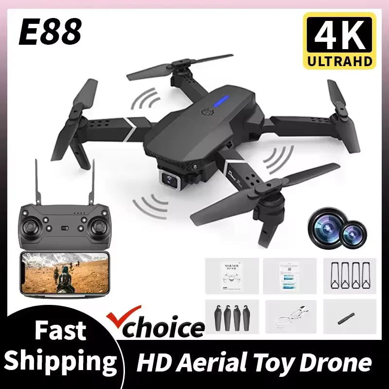 E88 Pro Foldable Quadcopter Drone With Dual HD Camera