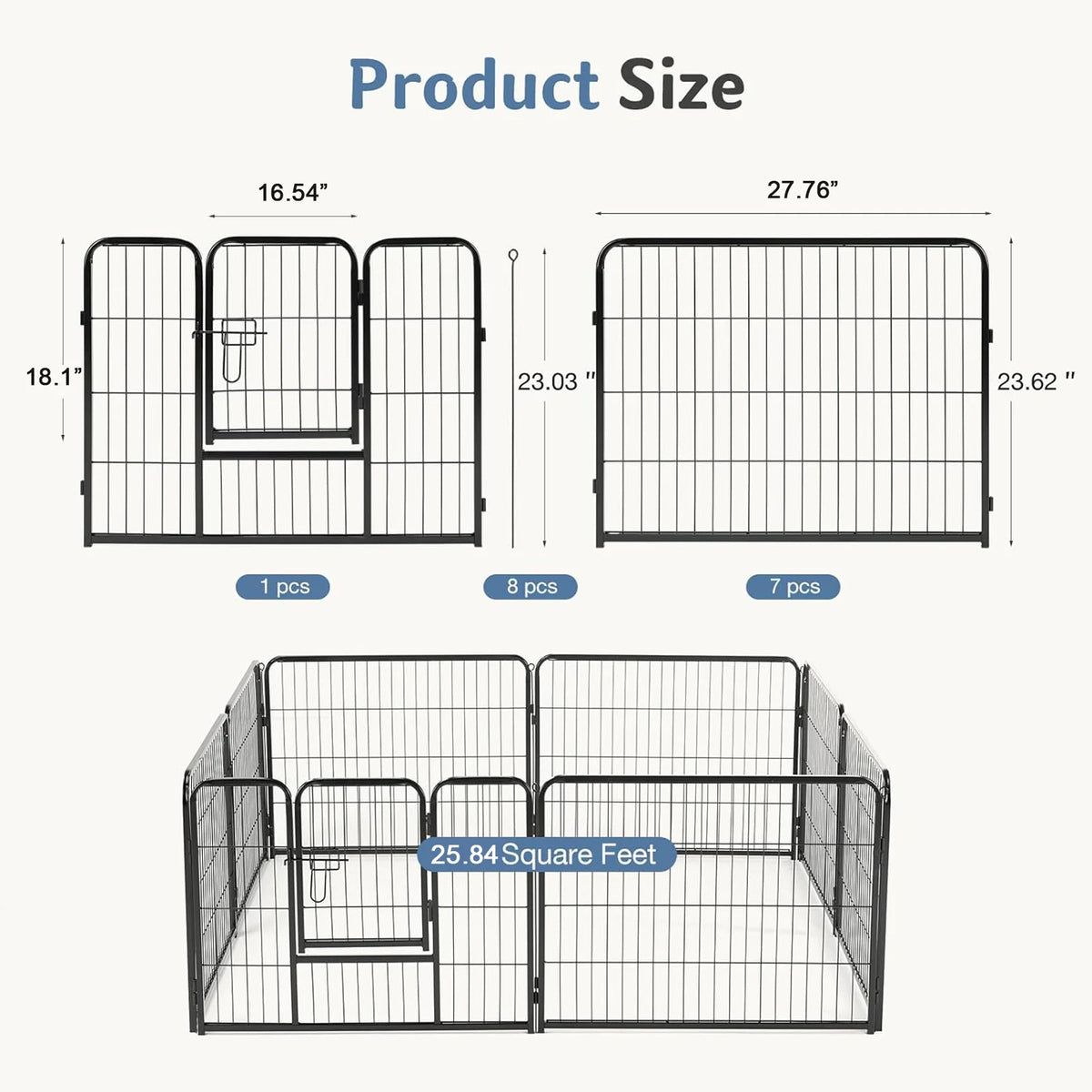 JHK Metal Foldable Dog Playpen For Indoor And Outdoor Use